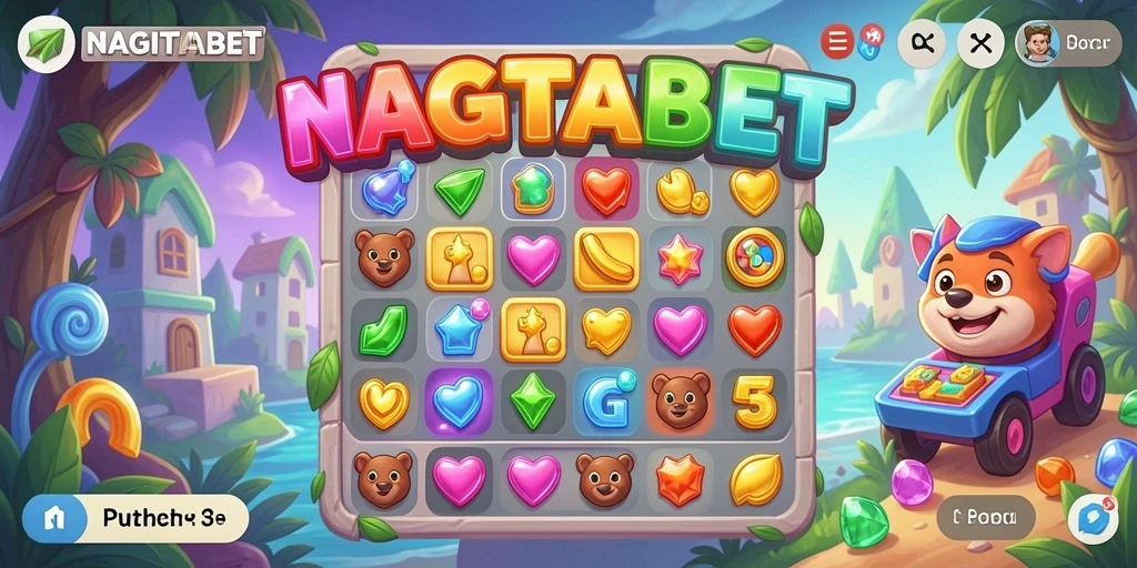 Screenshot gameplay <strong>NAGITABET</strong> yang menampilkan aksi Match-3 yang seru.